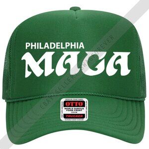 Trump Philadelphia Maga Eagles Custom Mash Up Logo Foam Trucker Hat GREEN